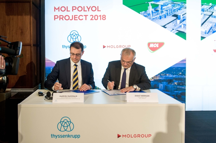 O projekte Polyol je rozhodnuté, Skupina MOL uzavrela so spolonosou thyssenkrupp zmluvy o ininieringu, nákupe a výstavbe
