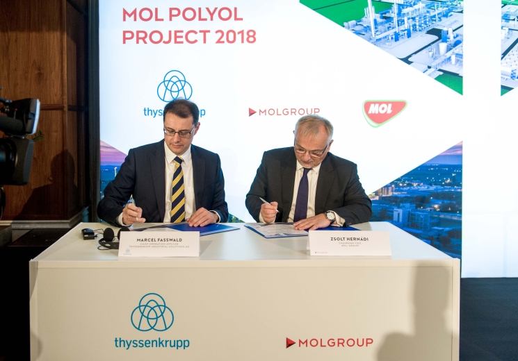 O projektu Polyol je rozhodnuto, skupina MOL uzavela se spolenost thyssenkrupp smlouvy o inenringu, nkupu a vstavb
