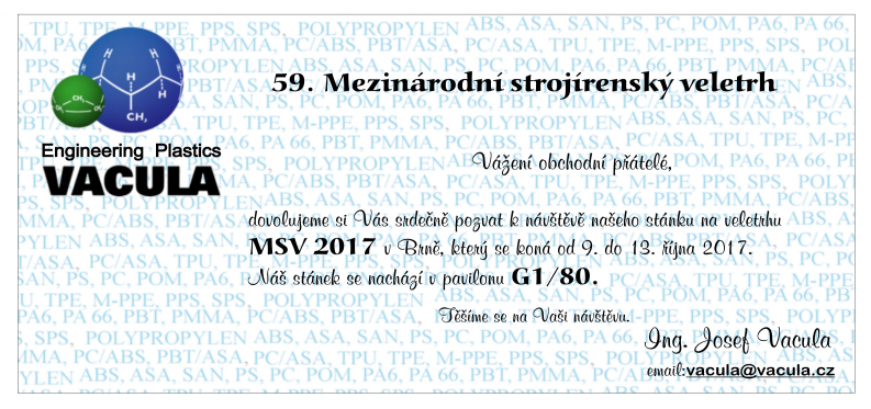 VACULA s.r.o. zve na veletrh MSV 2017 v Brn