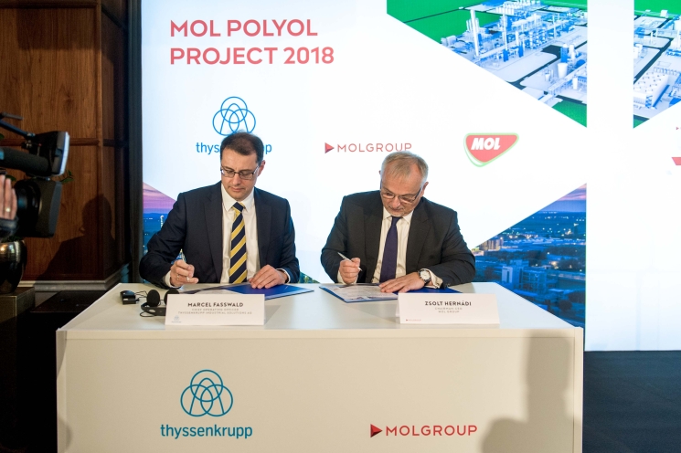 O projekte Polyol je rozhodnut&eacute;, Skupina MOL uzavrela so spoločnosťou thyssenkrupp zmluvy o inžinieringu, n&aacute;kupe a v&yacute;stavbe