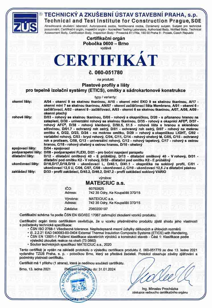 Certifikát Mateiciuc